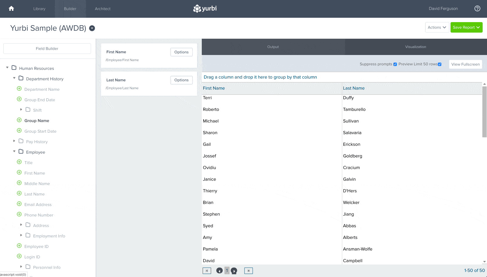 A brand new report builder in Yurbi v11