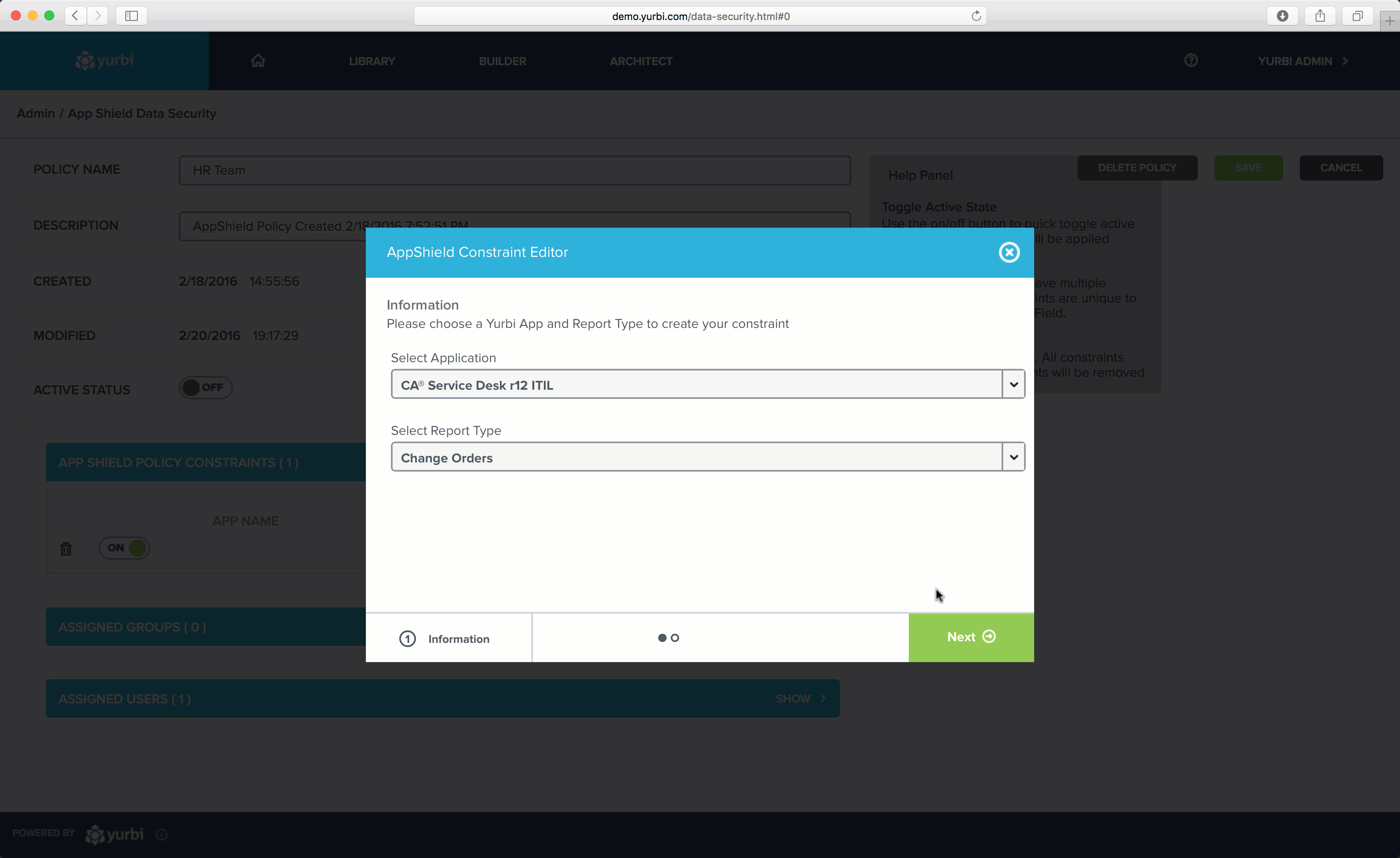 Yurbi App Shield Build Detailed Field Level Constraints